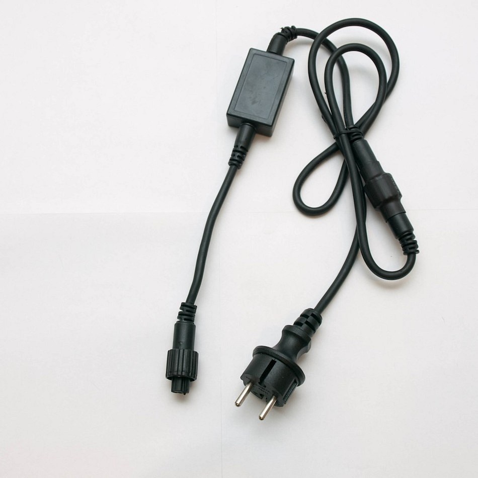 Easy Fix Power Cable, Outdoor, 2 m, Detachable AC/DC, IP67, Black