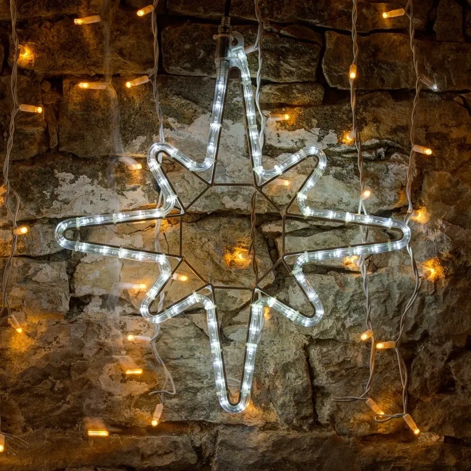 Easy Fix 2D LED star light, Ø 50 cm, icy white, hanging, aluminium