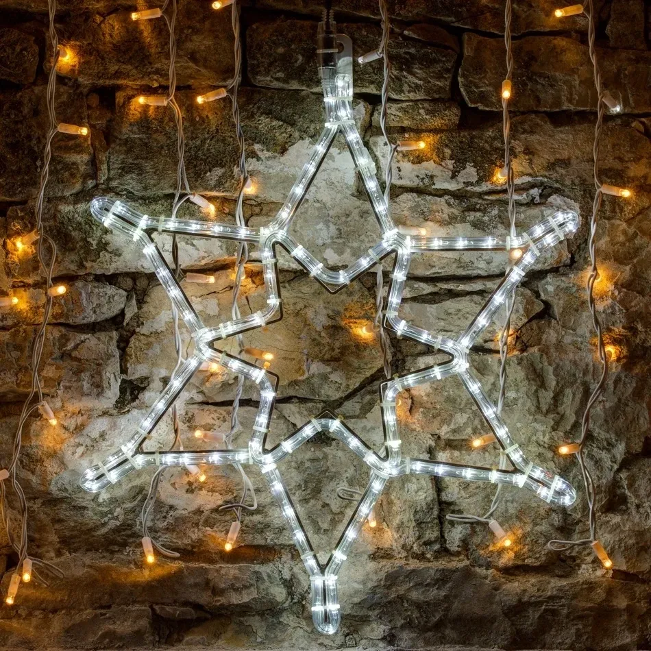 Easy Fix 2D LED light motif - star, Ø 60 cm, icy white, hanging, aluminium
