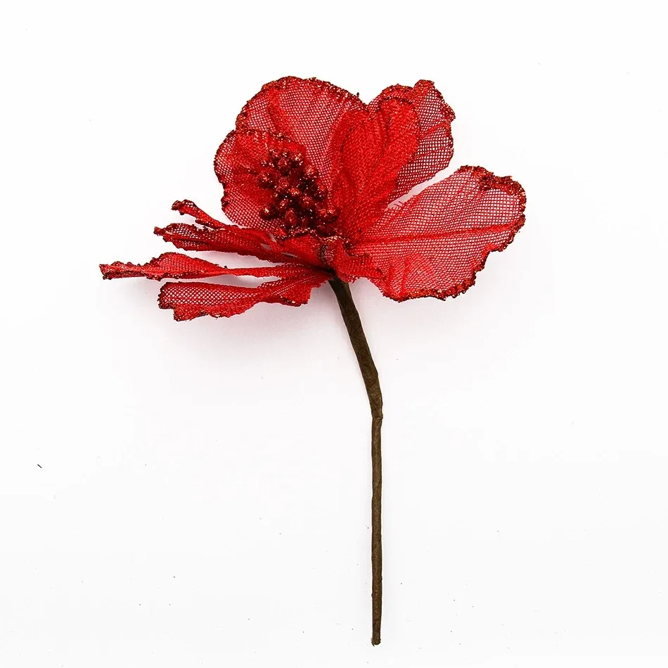Decoration artificial flower red, 20,5 × 17 cm, yarn