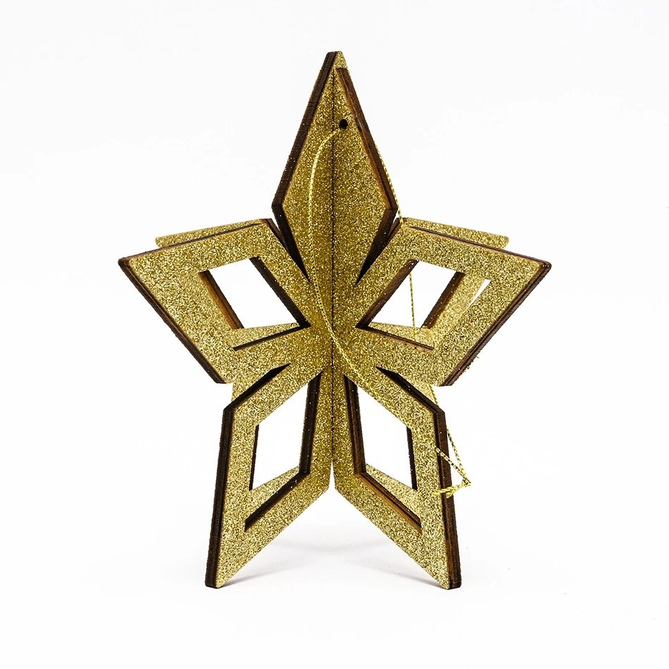 Christmas ornament gold star, 3D, 15 cm