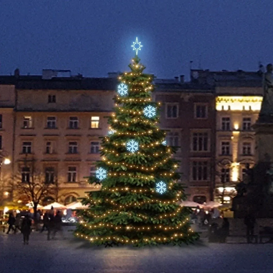 LED light set for Christmas trees 6-8 m high, warm white with icy white decors DZX1EFD01