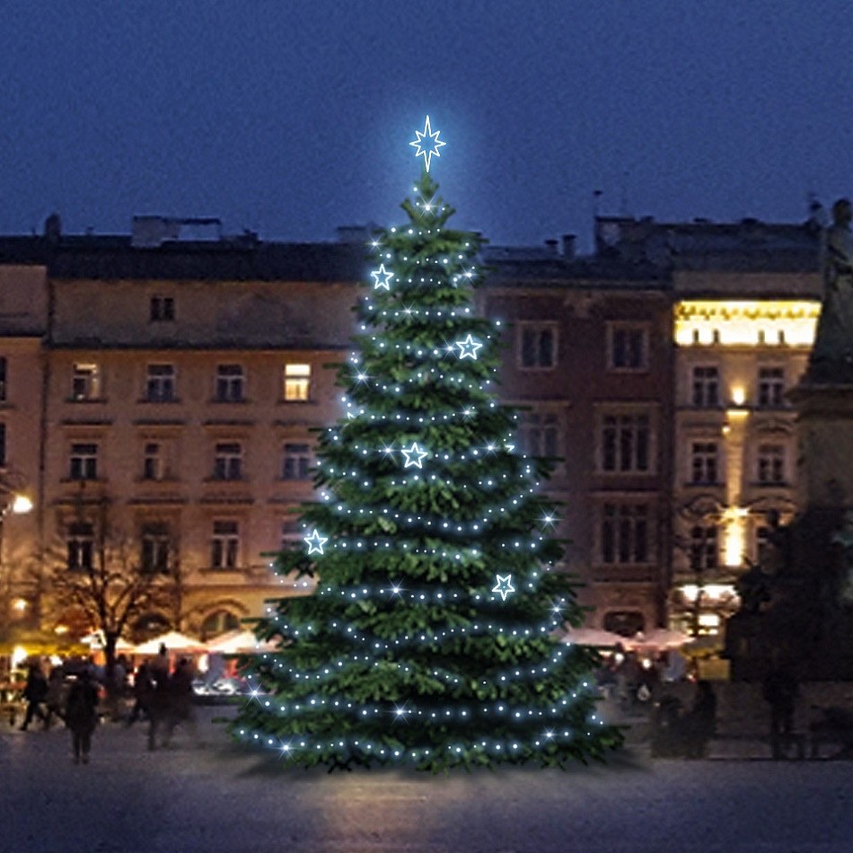 LED light set for Christmas trees 6-8 m high, ice white with EFD11 decors