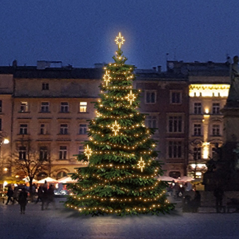 LED light set for Christmas trees 9-11 m high, warm white with decors DZ141WS3