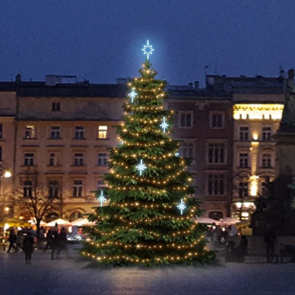 LED light set for Christmas trees 9-11 m high, warm white with icy white decors DZ113S3