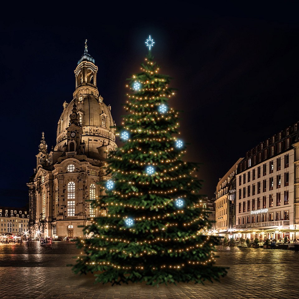 LED light set for Christmas trees 18-20 m high, warm white with icy white decors DZX0EFD01